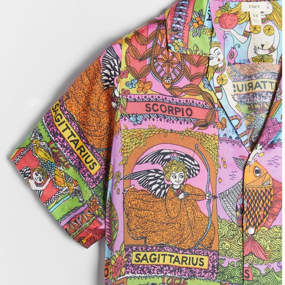 NWT Anthropologie Tiny Postcard Buttondown Blouse in Zodiac Signs Size XS Z508 - Picture 4 of 6